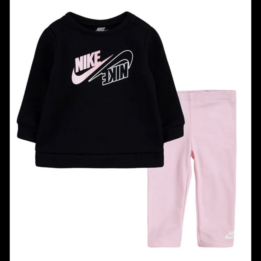 NIKE Baby  Girl's Futura Crew Neck and Leggings set  2pcs Size-24 mth Color-pink